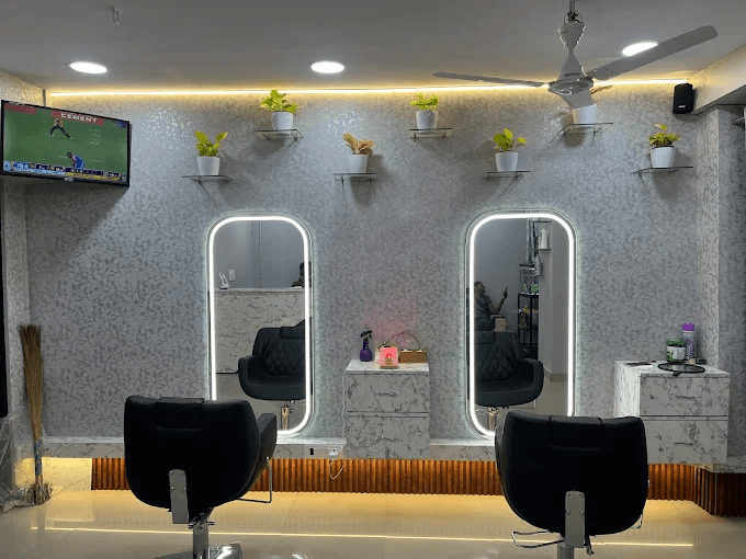 Dual Styling Chairs & LED Halo Mirrors