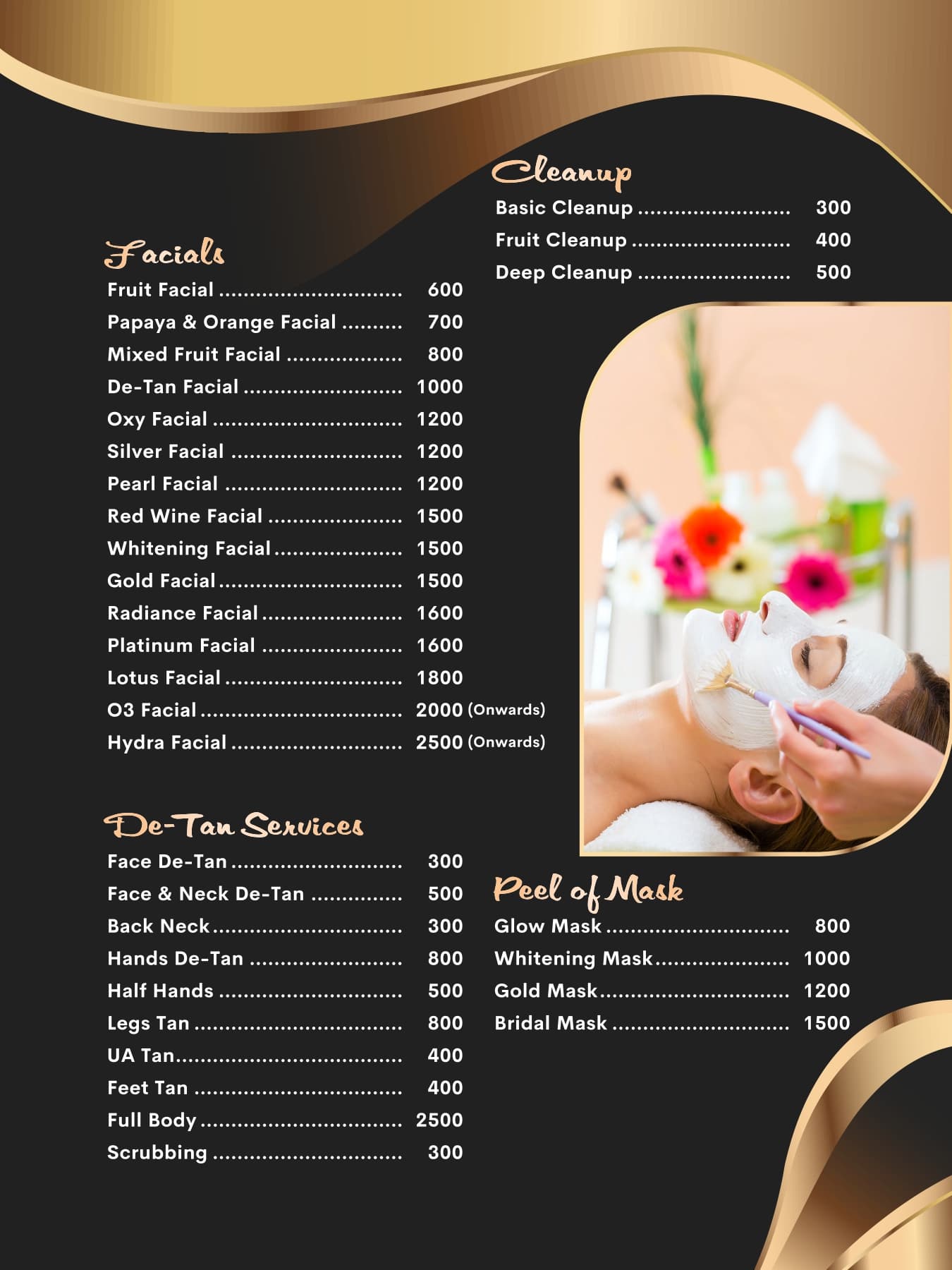 Cleanup, Facials, De-Tan & Peel Off